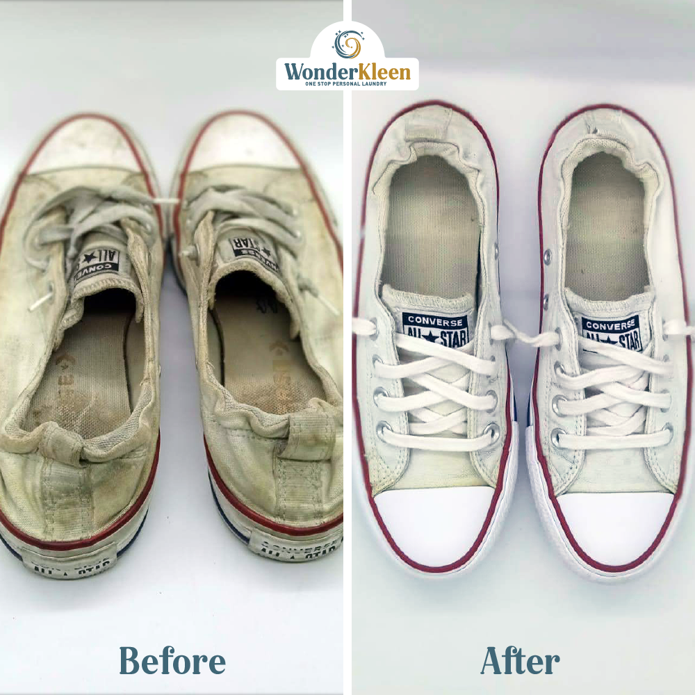 before-after white canvas shoes